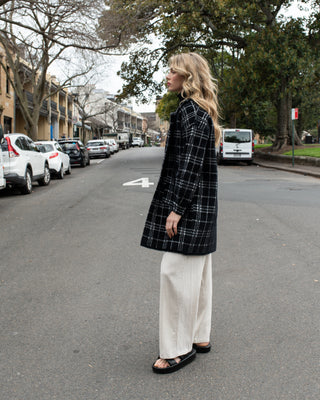 LISA BLACK PLAID COATIGAN