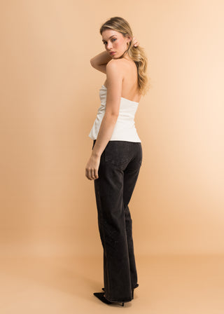 Kiara strapless top with cut-out detail and silver hardware
