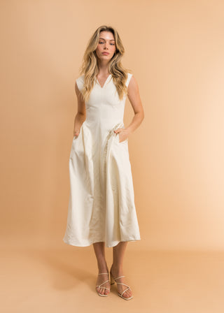 Grace Balloon midi-dress with pockets